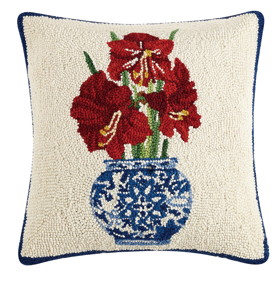 Chinoiserie Amaryllis Hook Pillow