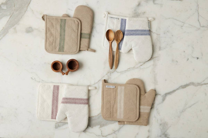 Oven Mitt, Vintage White Stripe, Set of 2