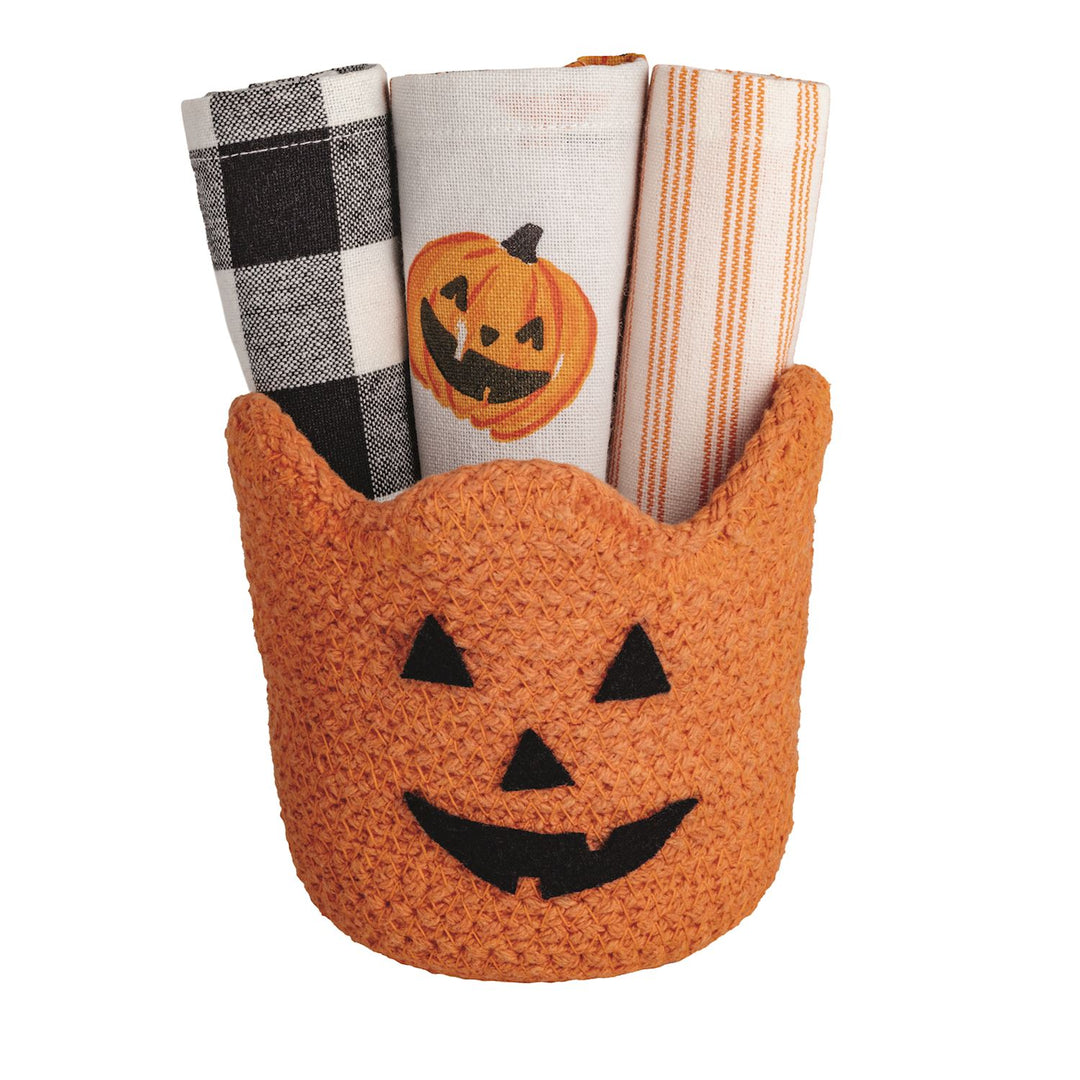 Pumpkin Halloween Towel Basket Set