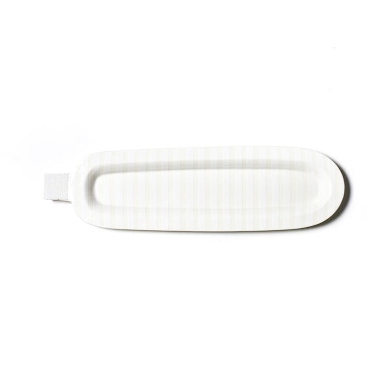 Happy Everything Mini Skinny Oval Tray-White Stripe