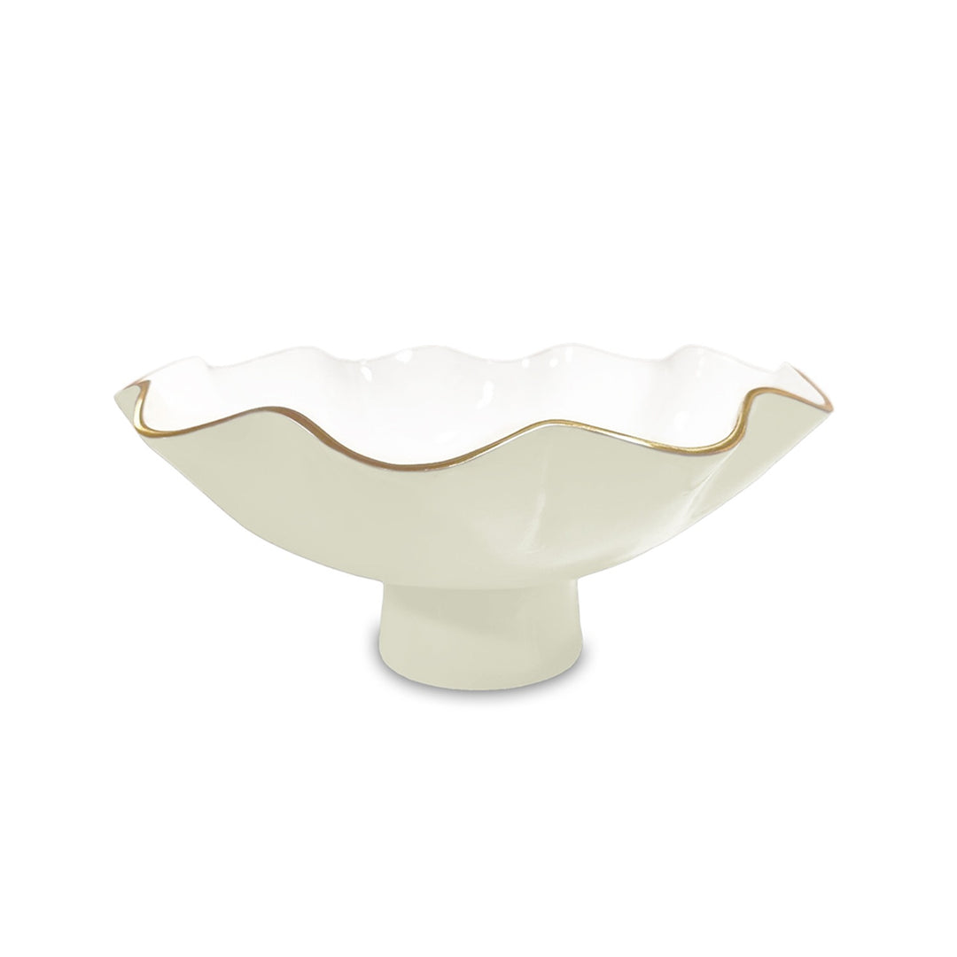 Encanto Carola Small Pedestal Bowl | Cream & White