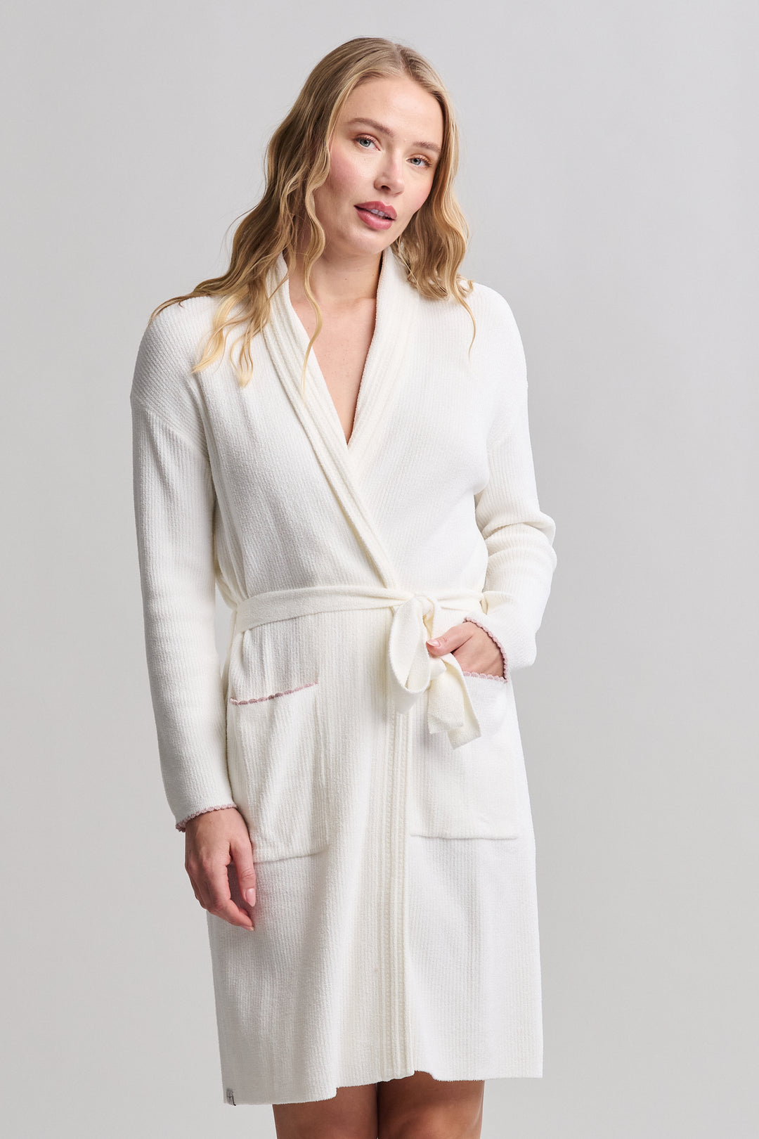 Pearl S/M CCUL Contrast Scallop Ribbed Robe