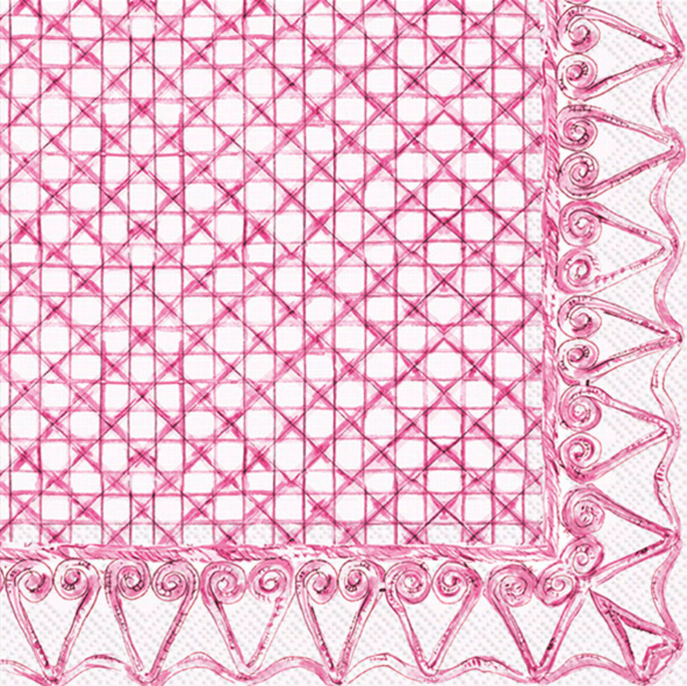 Botanical Cane Pink Cocktail Napkin