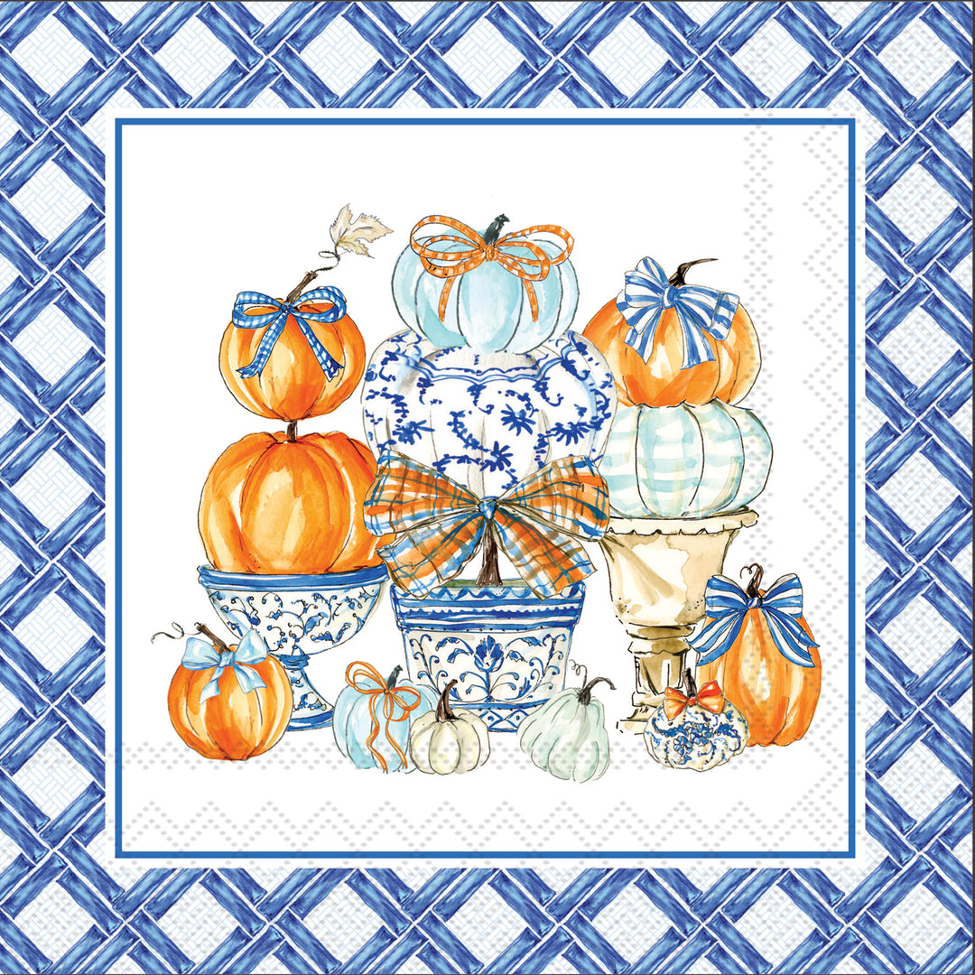 Chinoiserie Pumpkin Topiary Paper Cocktail Napkins