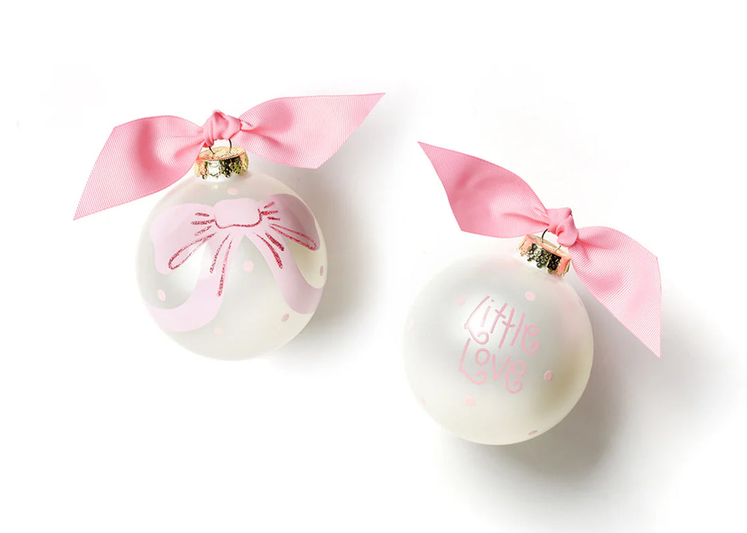 Little Love Pink Bow Glass Ornament
