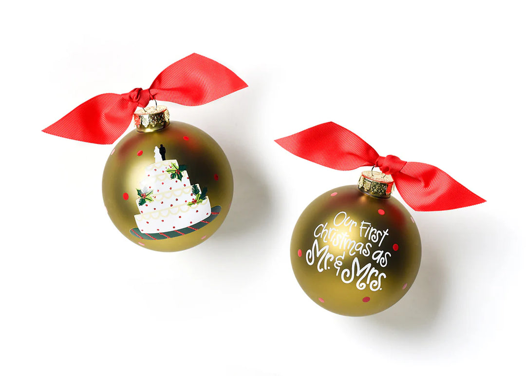 Our First Christmas as Mr. and Mrs. Wedding Cake Glass