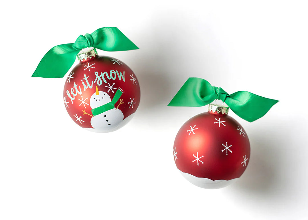 Snowman Let It Snow Glass Ornament