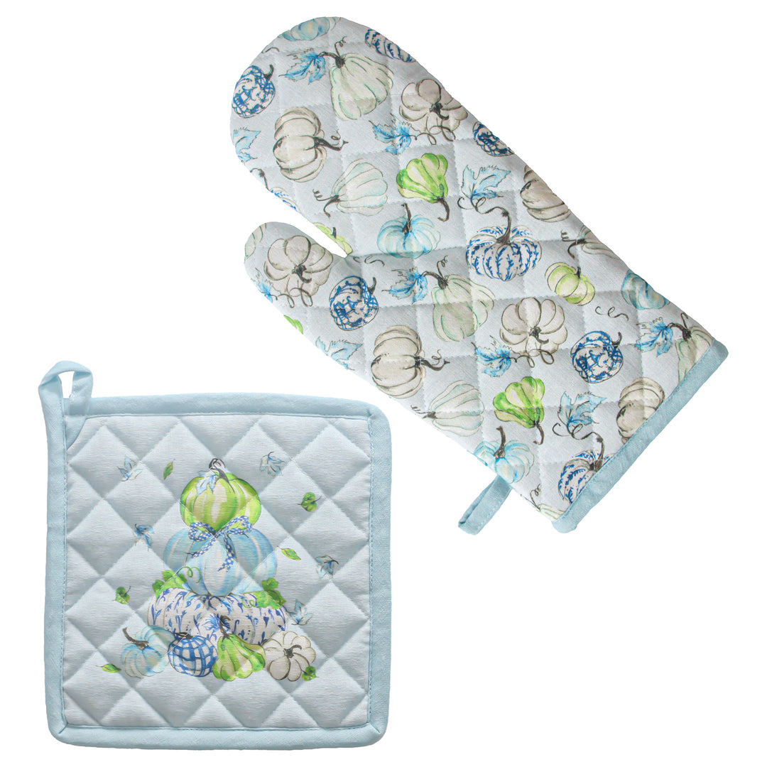 Blue Chinoiserie Oven Mit & Potholder Set
