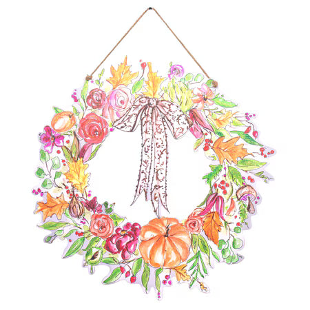 Rose and Pumpkin Wreath PVC Door Hanger