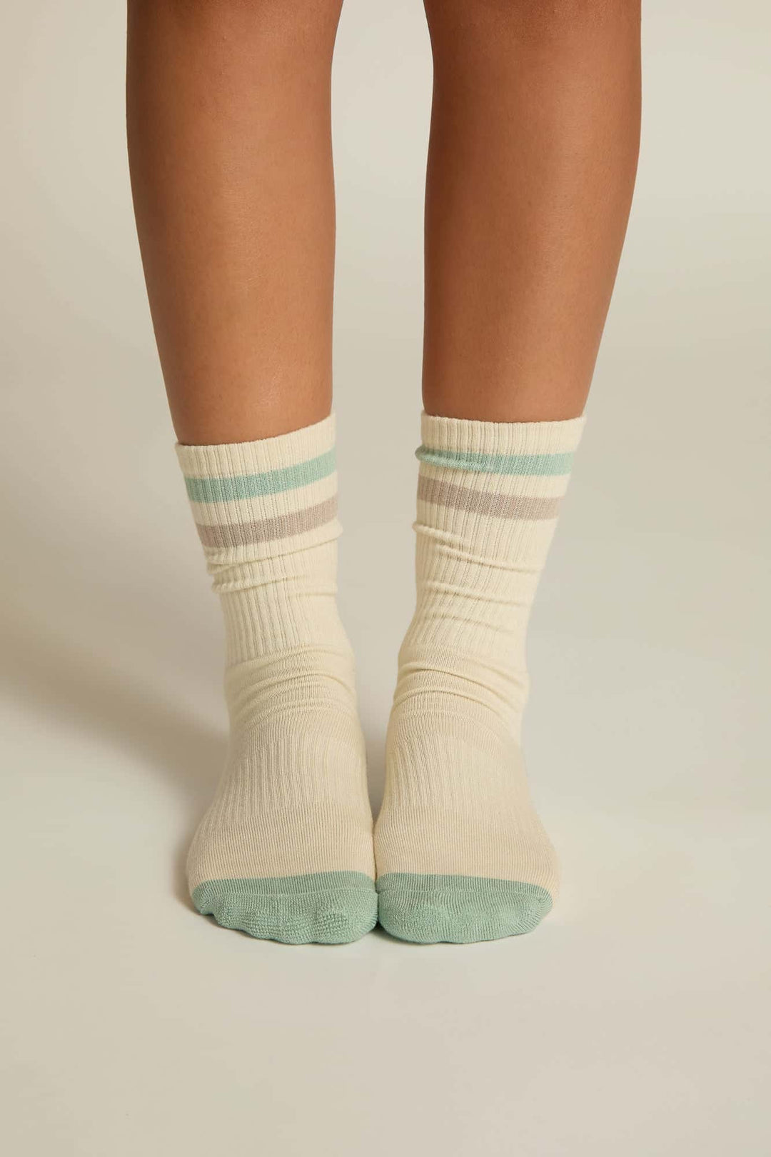 Bamboo Retro Crew Sock - Aqua