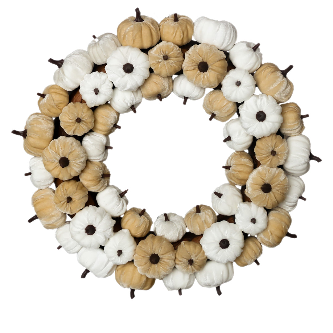 Felted Pumpkin Wreath - White and Cream