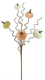 Velvet Pumpkin Spray   Light Orange/Green/Cream  23"L