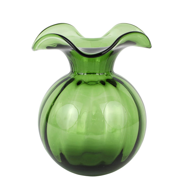Hibiscus Fluted Dark Green Vase