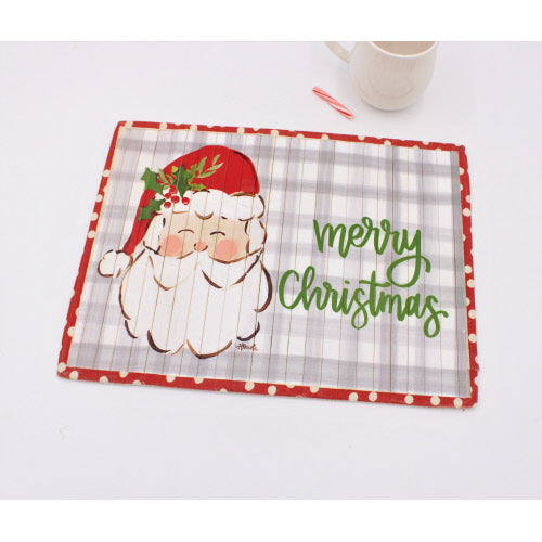 Bamboo Placemat Santa Merry Christmas 15.75x12"