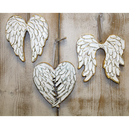 Handpainted Cutout Wood Angel Wing Ornament