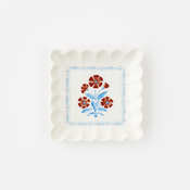 American Holiday Scalloped Trinket Dish and Appetizer Plate Porcelain 5"