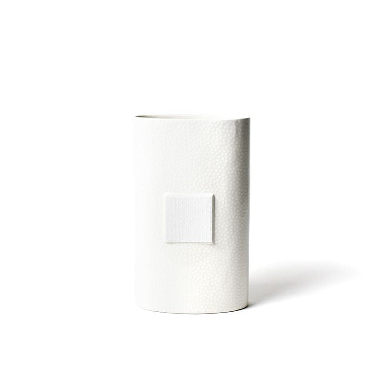 Happy Everything Big Oval Vase-White Small Dot