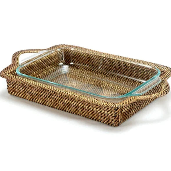 2 QT Rattan Baker with Anchor Glass