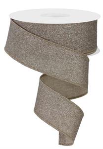 1.5" x 10 YD Fine Glitter on Royal Burlap, Taupe