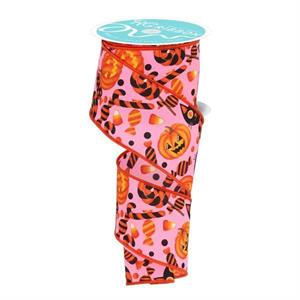 2.5" x 10 YD Pumpkin/Cat/Candy Light Pink/Multi