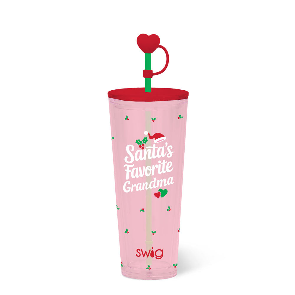 Santa's Favorite Grandma Plastic Tumbler 24 oz.