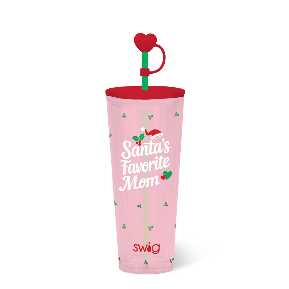 Santa's Favorite Mom Plastic Tumbler 24 oz.