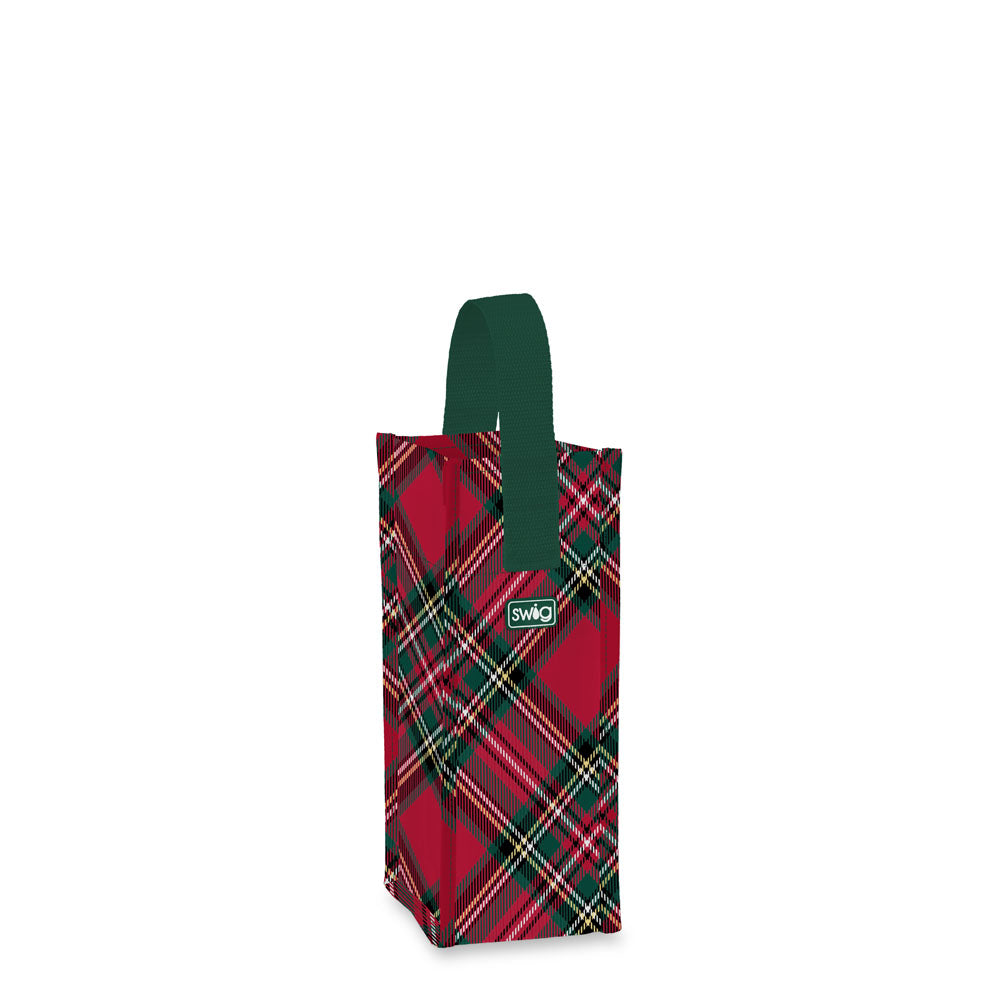Christmas Plaid Reusable Gift Bag (wine)
