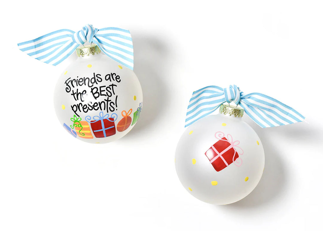 Friends are the Best Presents Glass Ornament