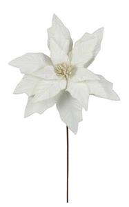22" L Velvet Poinsettia Stem  Ivory