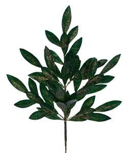 23.5" Brushed Bay Leaf Spray  Hunter Green/Gold