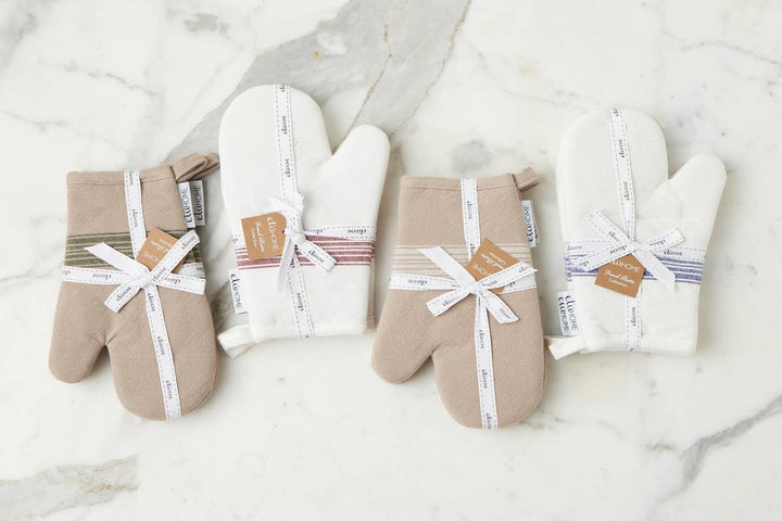 Oven Mitt, Vintage White Stripe, Set of 2