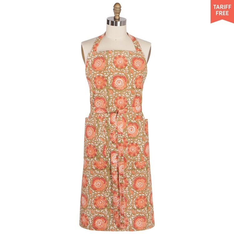 Zinnia Block Print Apron