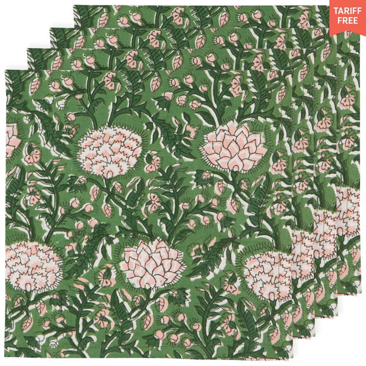 Peony Block Print Napkins Set of 4