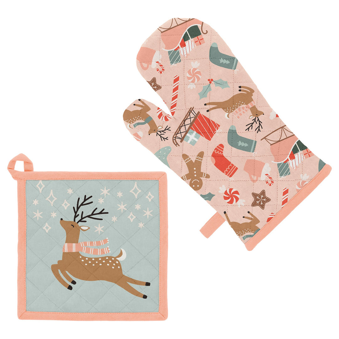 Dancing Deer Oven Mitt & Potholder