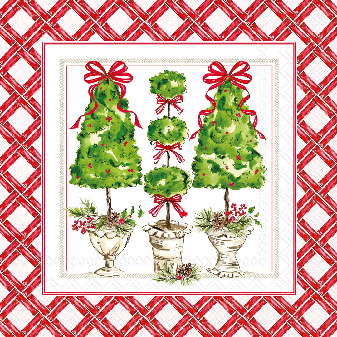 Holly Topiary Cocktail Napkin