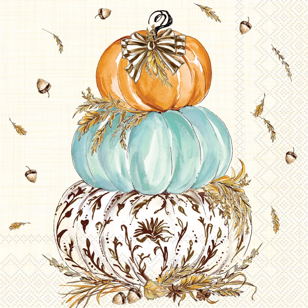 Whimsical Wheat Pumpkins Paper Cocktail Napkins