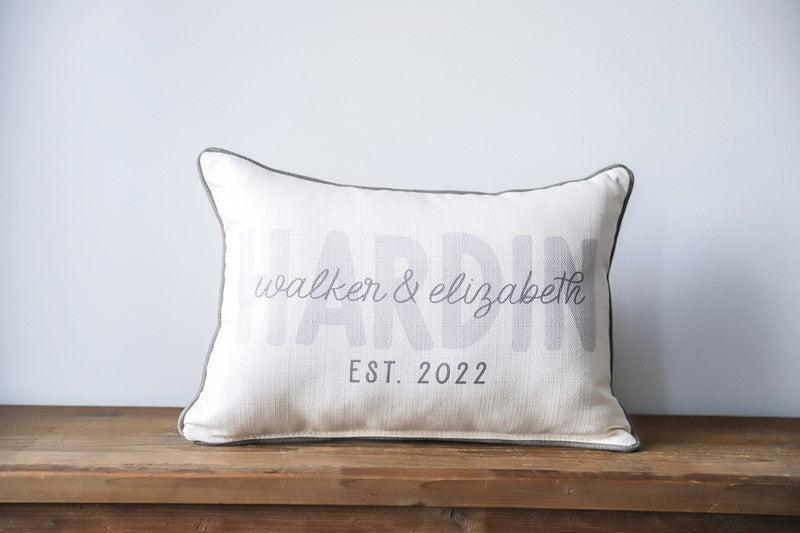 Couple Overlap Name Pillow + Accent Piping Pillow