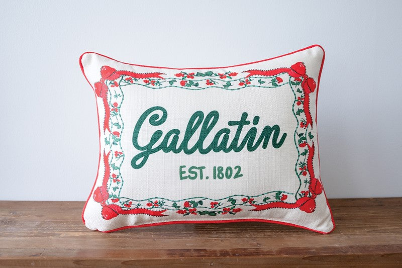 Grand millennial Hometown Christmas + Accent Piping Pillow