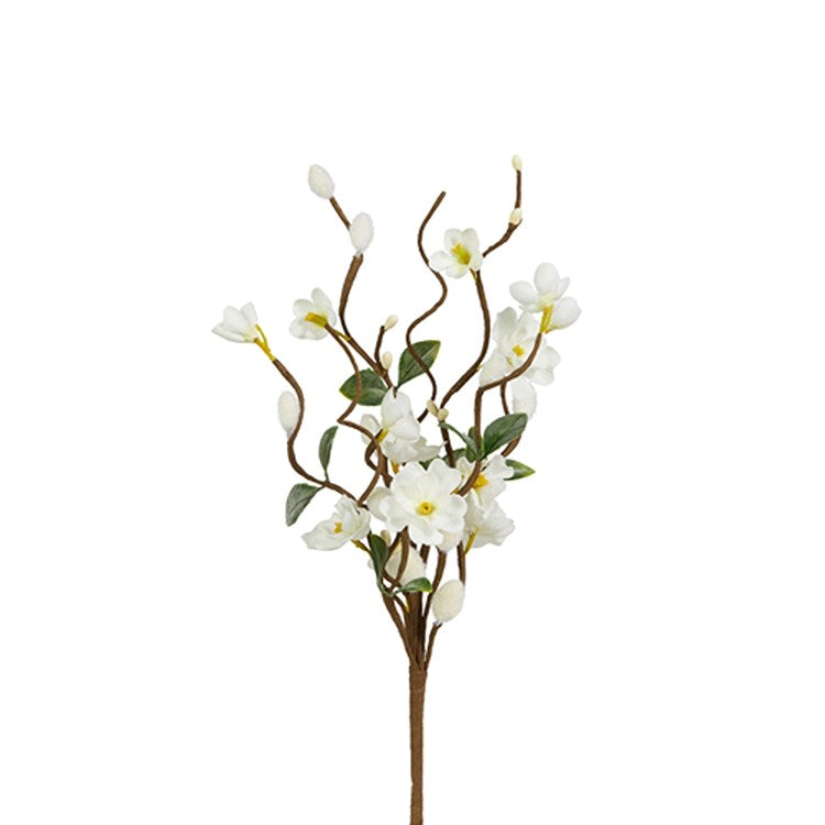 11.5 White Floral Pussy Willow Pick