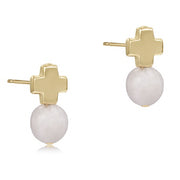 Signature Cross Gold Stud Earrings - Gemstone