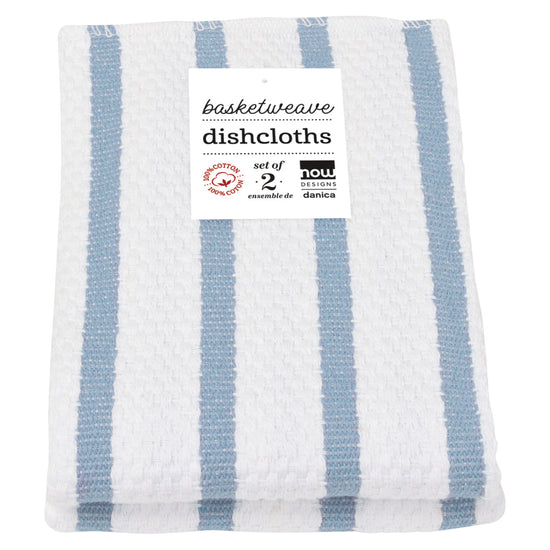 Basketweave Slate Blue Dishcloths, Set of 2