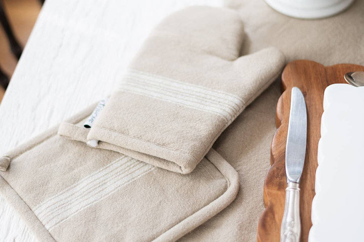 Oven Mitt, Vintage White Stripe, Set of 2