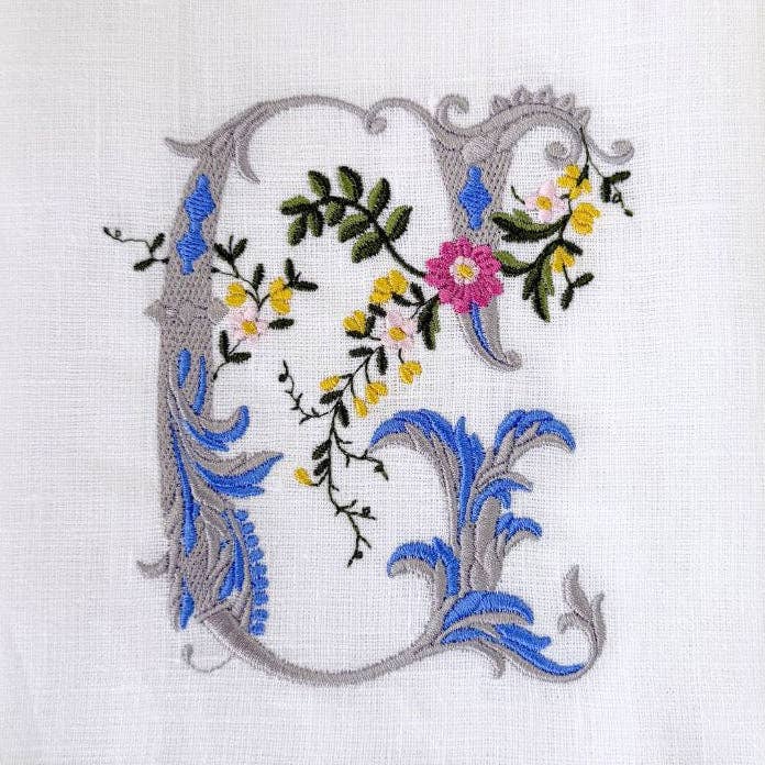 Arte Italica & Crown Linen Designs - Heritage Floral Monogram Linen Towel - New