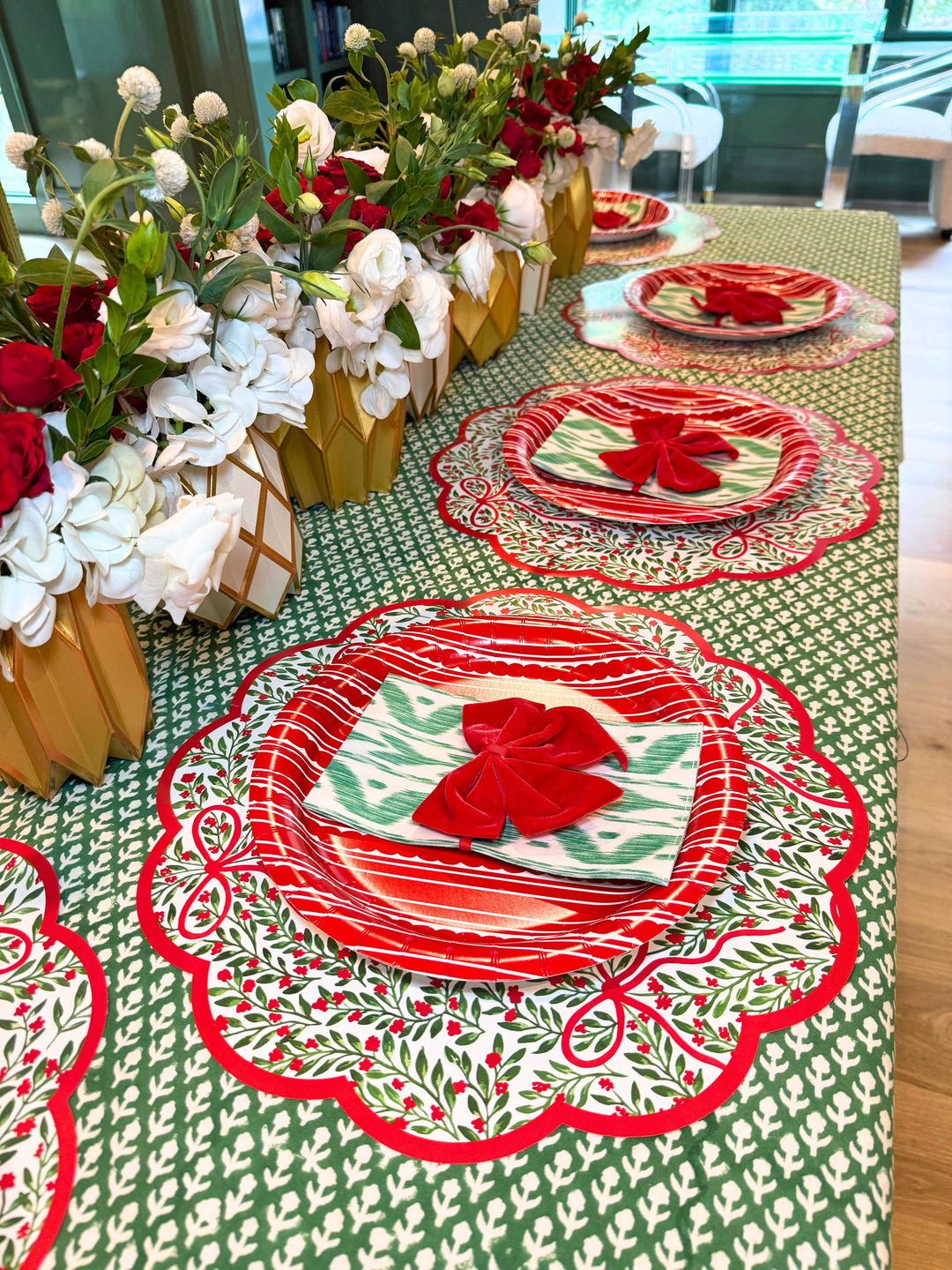 Holiday Bow Garden Paper Placemats | Set of 24