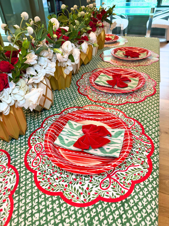 Holiday Bow Garden Paper Placemats | Set of 24