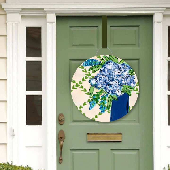 Baxter & Me - Blue Floral with Greenery Door Hanger