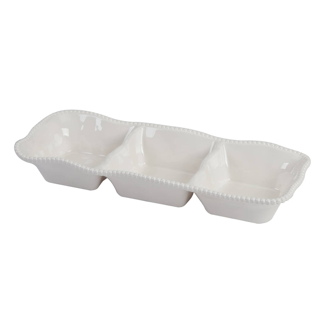 Certified International - Perlette Cream - HW Mel 3 Section Server 14.5in x 5.75in