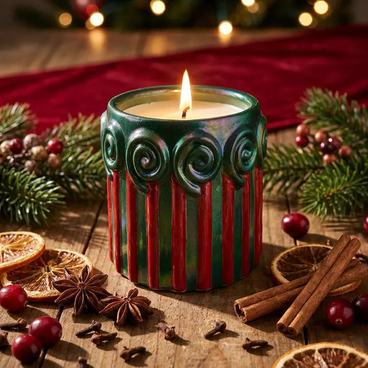 Holiday Spice 9oz Hand Painted Lollipop Candle