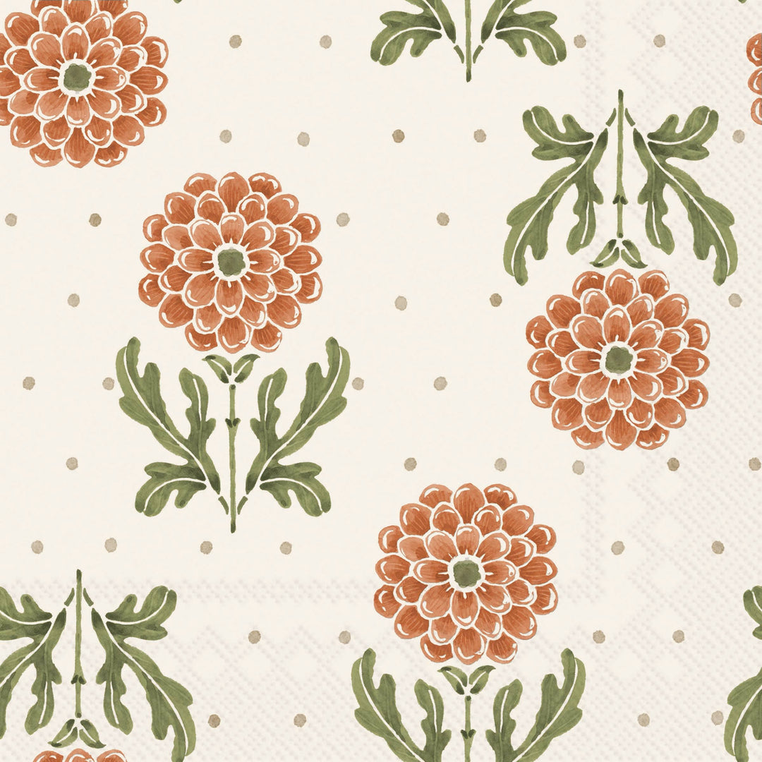 Orange Simple Flower Cocktail Napkins Set of 20