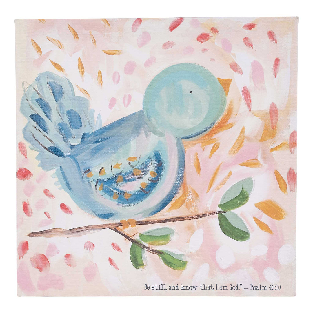 Blue Bird On Branch Canvas